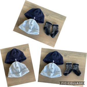 Ralph Lauren~~>Baby 2 hats & socks 1pr